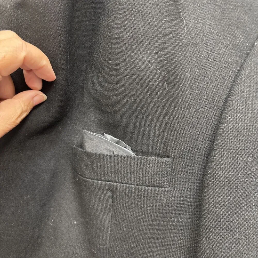 Oscar de la Renta Formal Tuxedo Suit Jacket Only Black 39R Pockets Logo Buttons